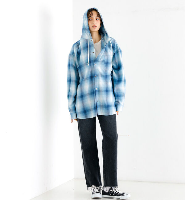 ABAHOUSE「【Revo./レボ】オンブレチェック フードシャツ/ユニセックス/TH-3870」|シャツ・ブラウス|