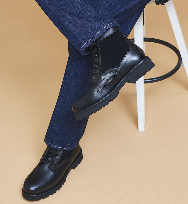 alfredoBANNISTER「【WEB限定】 Uチップ 編上げ バックジップ 厚底 ブーツ」|ショートブーツ|ブラック系その他1
