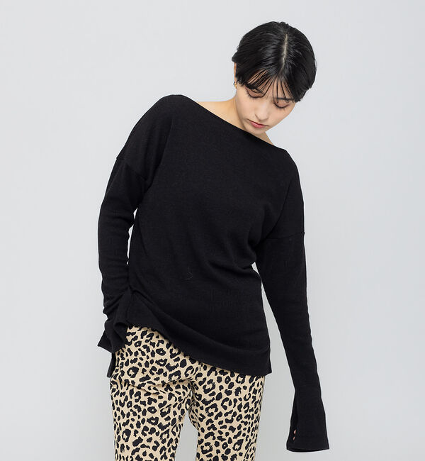 Rouge vif「フレスリーブリブカットソー」|Tシャツ・カットソー|ブラック