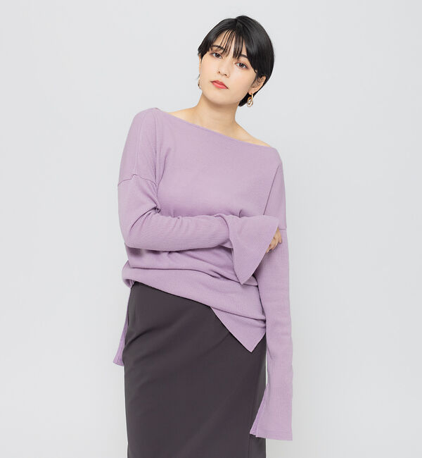 Rouge vif「フレスリーブリブカットソー」|Tシャツ・カットソー|ラベンダー