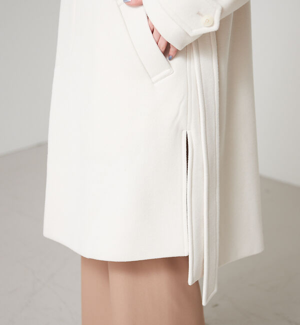 qualite「ウールニードルノーカラーコート」|ノーカラーコート|