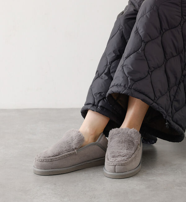 abahouse mavie「MEI FUR MOCCASIN SHOES」|モカシン|グレー