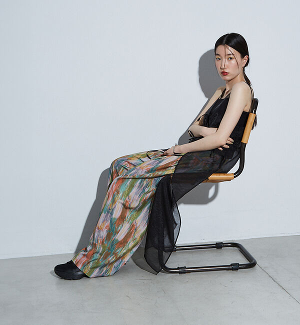 NOMINE「水彩アート ニュアンス柄 タックパンツ」|その他|