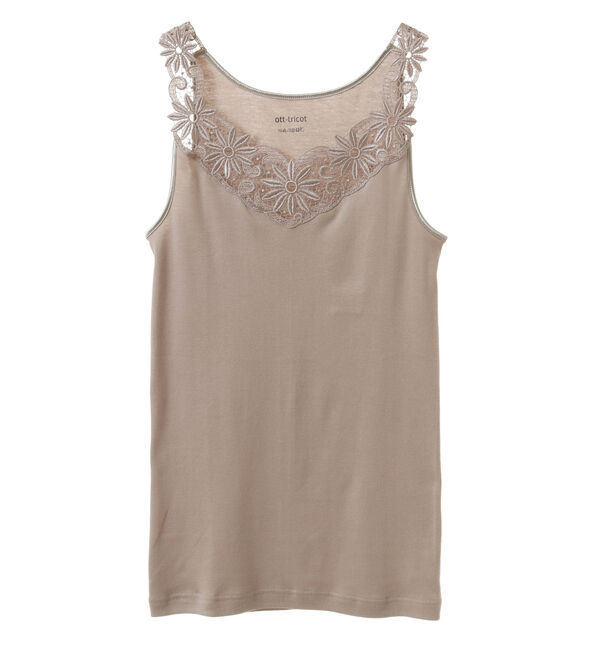 TIARA「【Ott-tricot/オットトリコット】レースタンクトップ」|タンクトップ|グレージュ