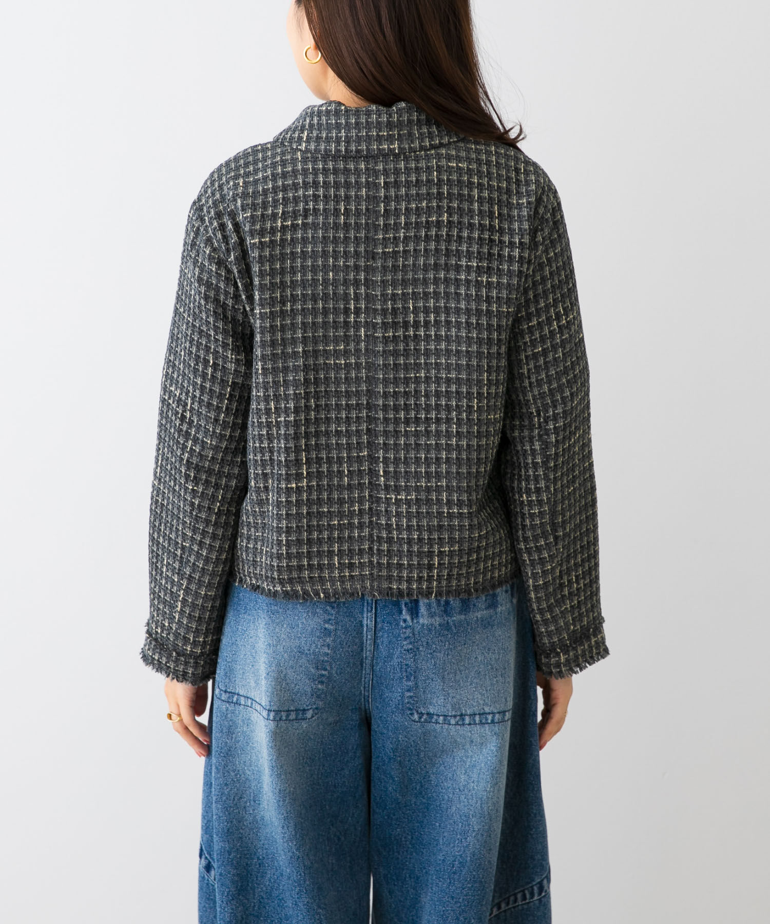 URBAN RESEARCH ROSSO「F by ROSSO　ベロアツイードジャケット」|ノーカラーコート|