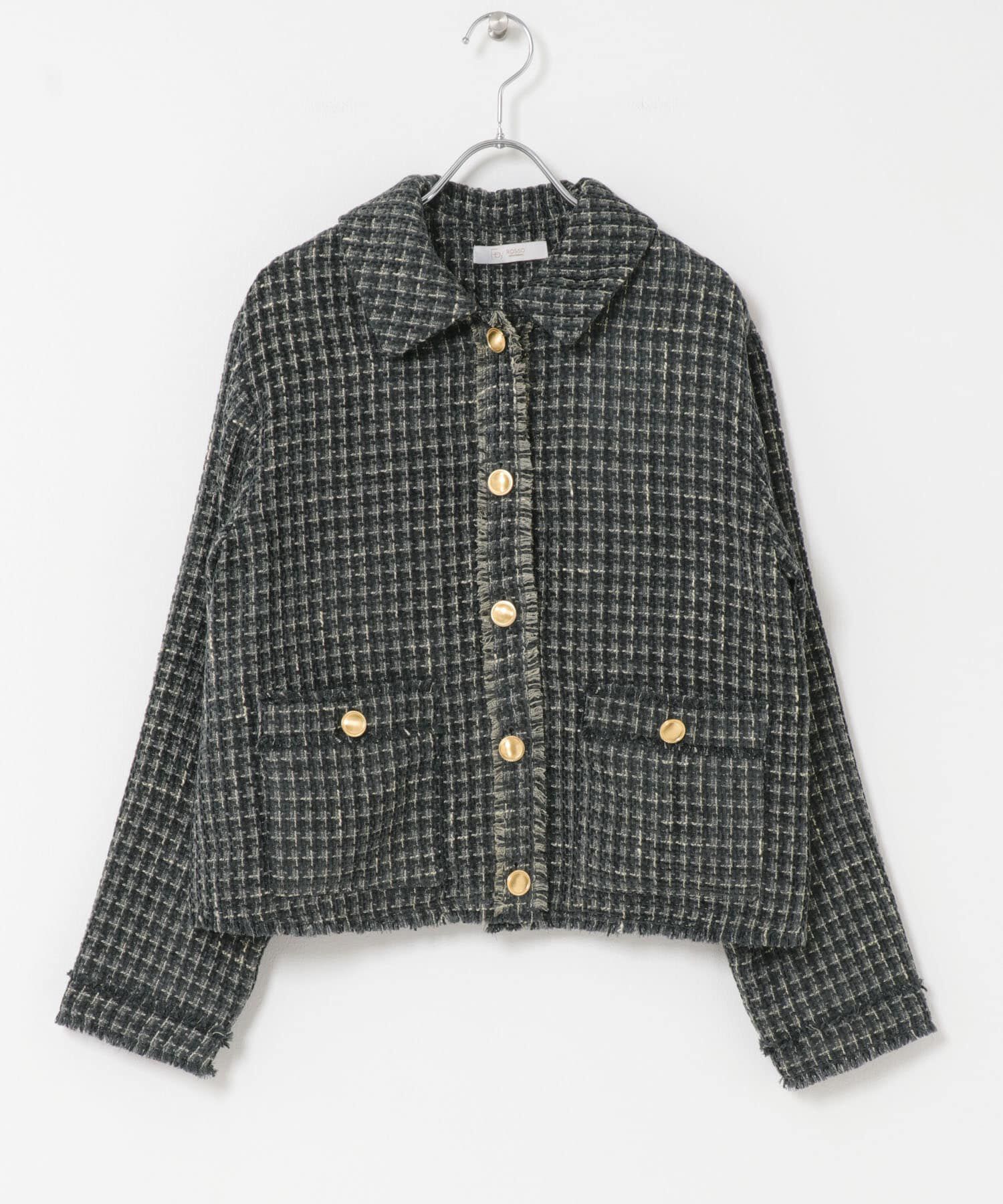 URBAN RESEARCH ROSSO「F by ROSSO　ベロアツイードジャケット」|ノーカラーコート|