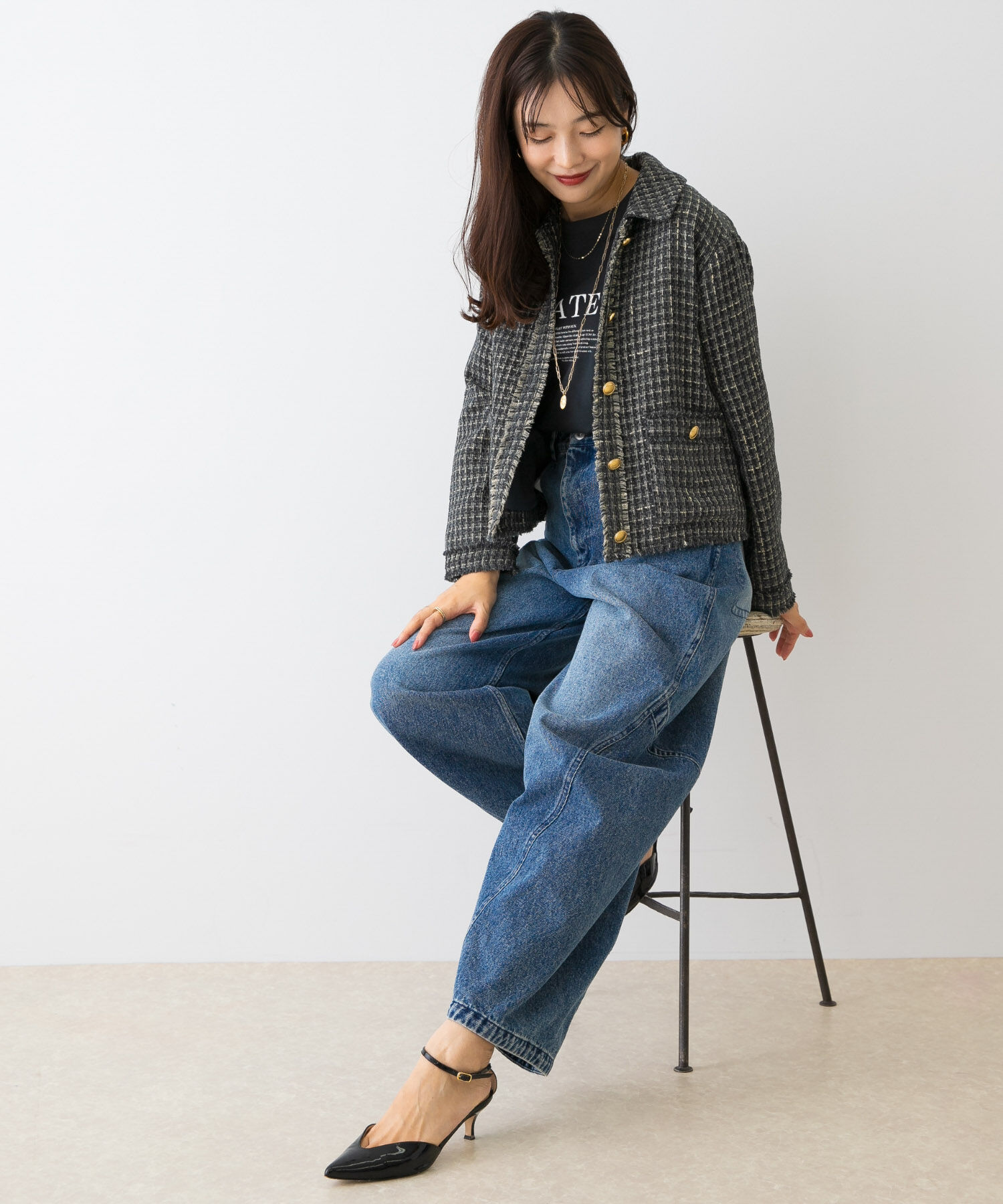 URBAN RESEARCH ROSSO「F by ROSSO　ベロアツイードジャケット」|ノーカラーコート|