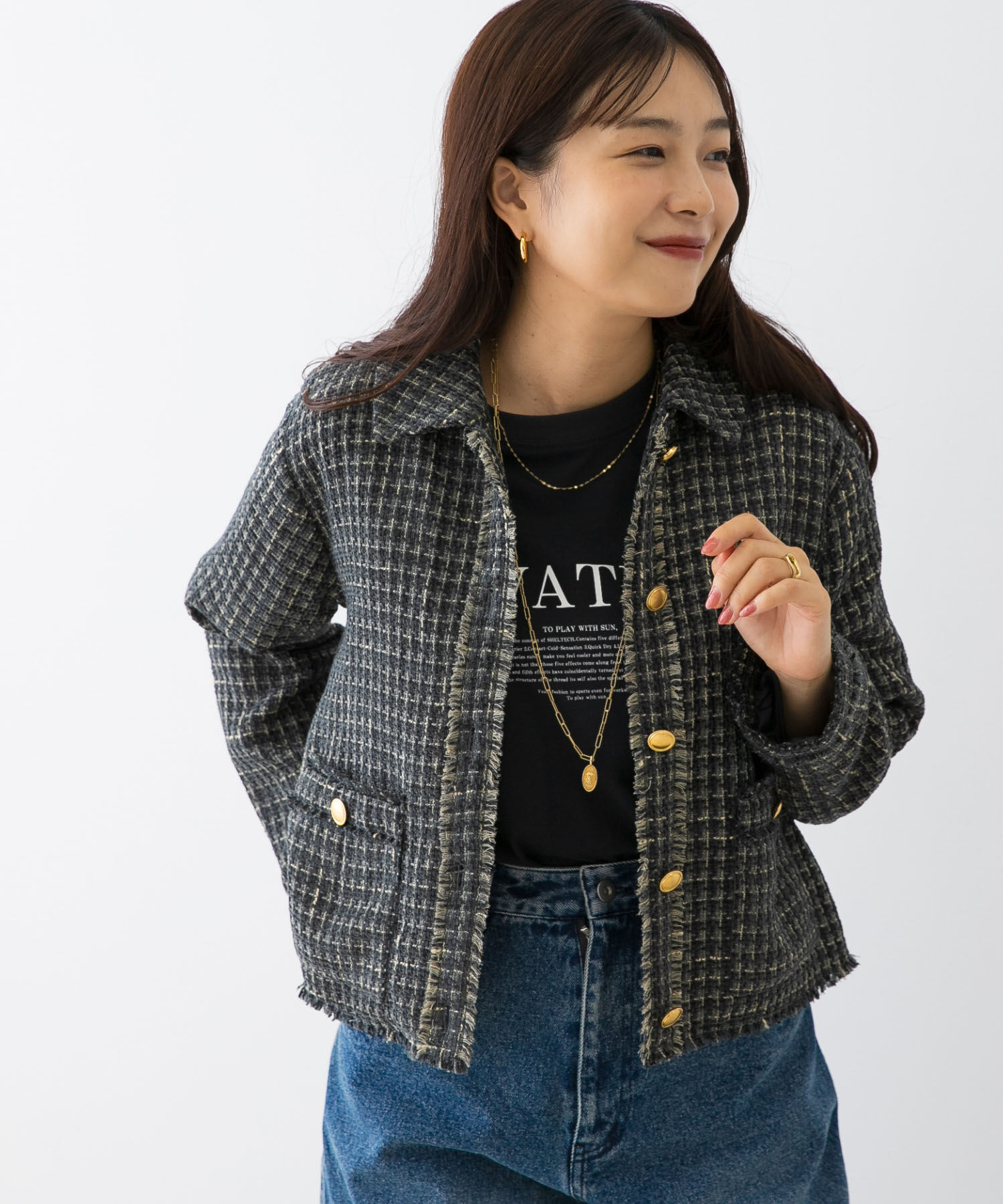 URBAN RESEARCH ROSSO「F by ROSSO　ベロアツイードジャケット」|ノーカラーコート|