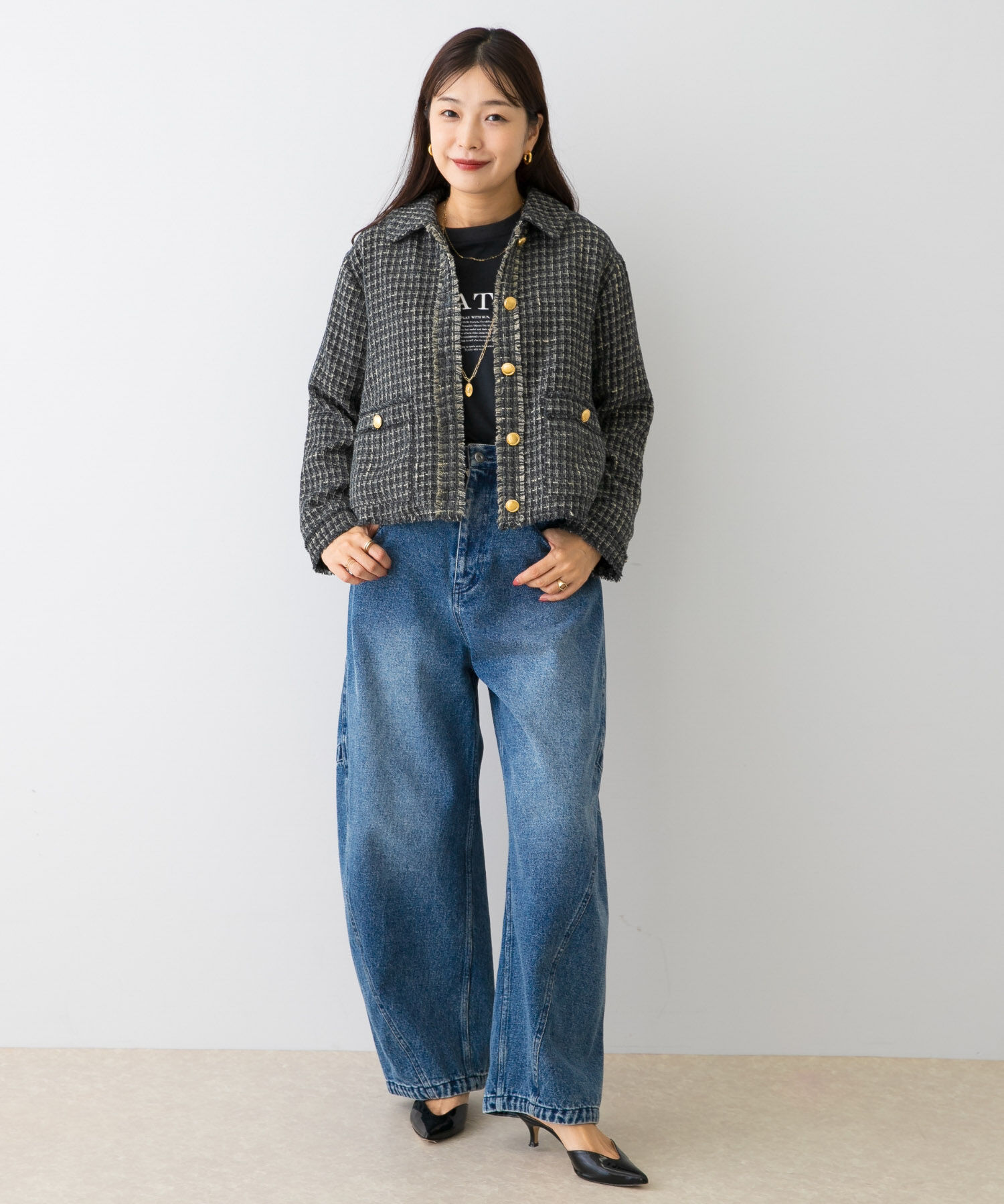 URBAN RESEARCH ROSSO「F by ROSSO　ベロアツイードジャケット」|ノーカラーコート|