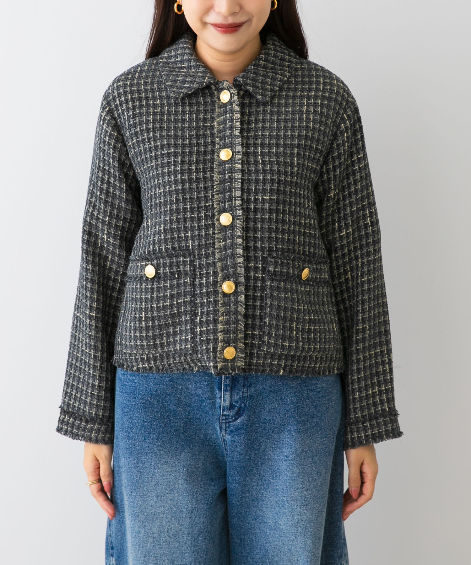 URBAN RESEARCH ROSSO「F by ROSSO　ベロアツイードジャケット」|ノーカラーコート|