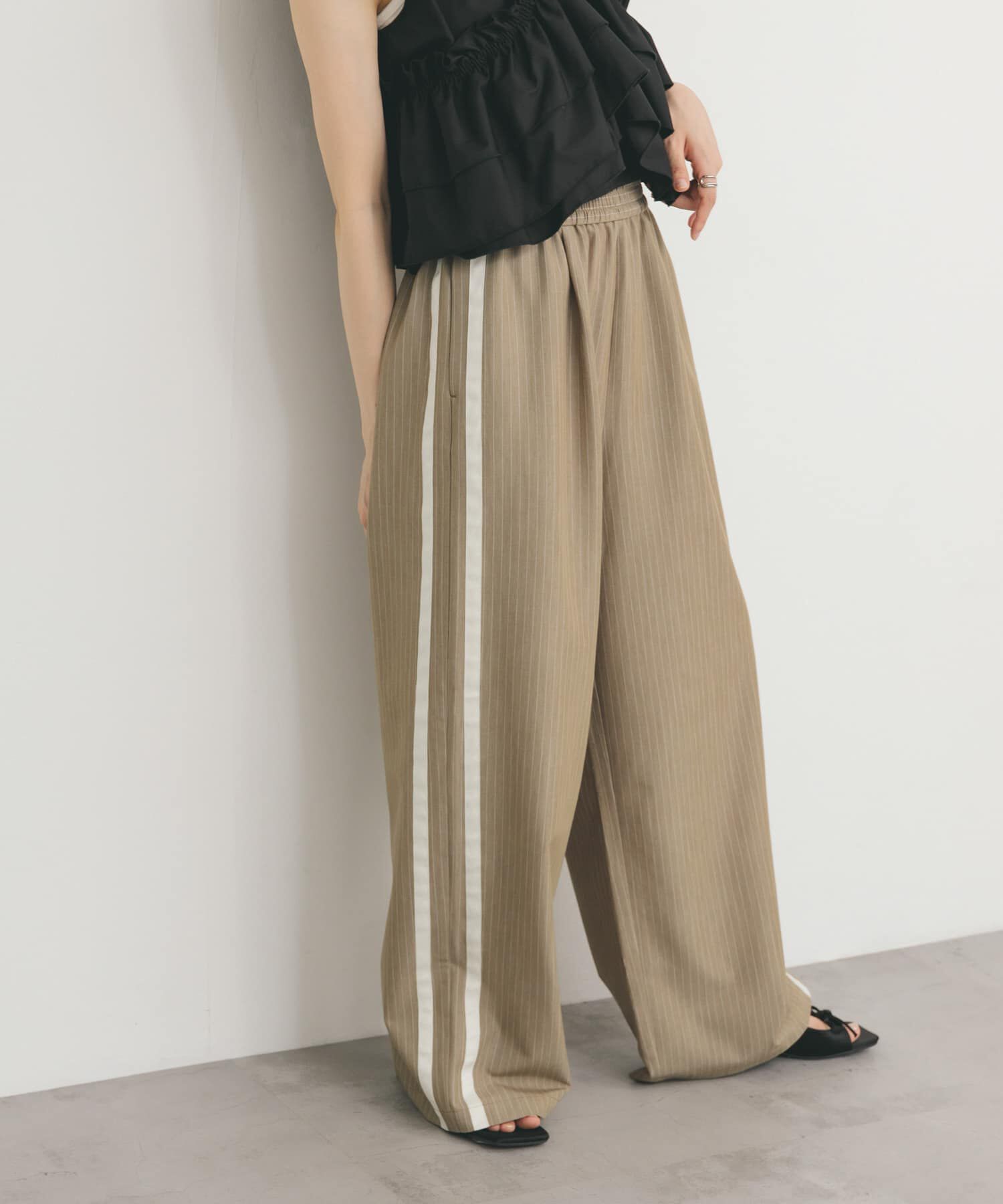  「ストライプラインイージーパンツ」|その他|ベージュ系その他