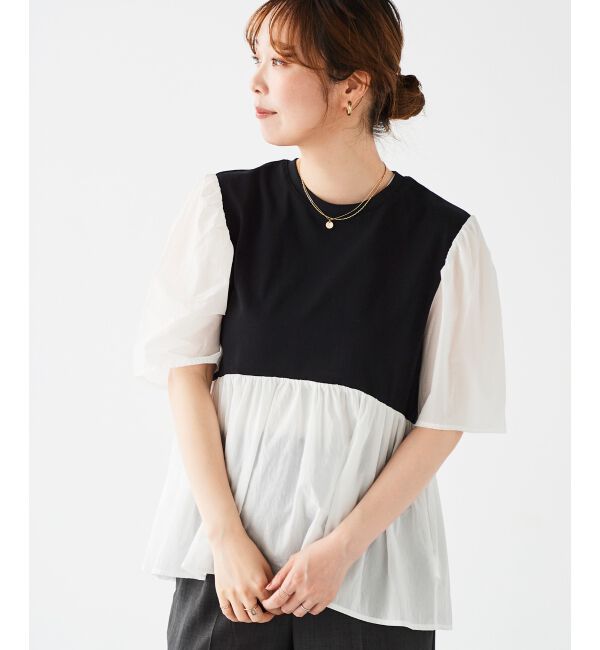 le.coeur blanc「《WEB限定アイテム》布帛ドッキングプルオーバー」|プルオーバー|柄Ａ