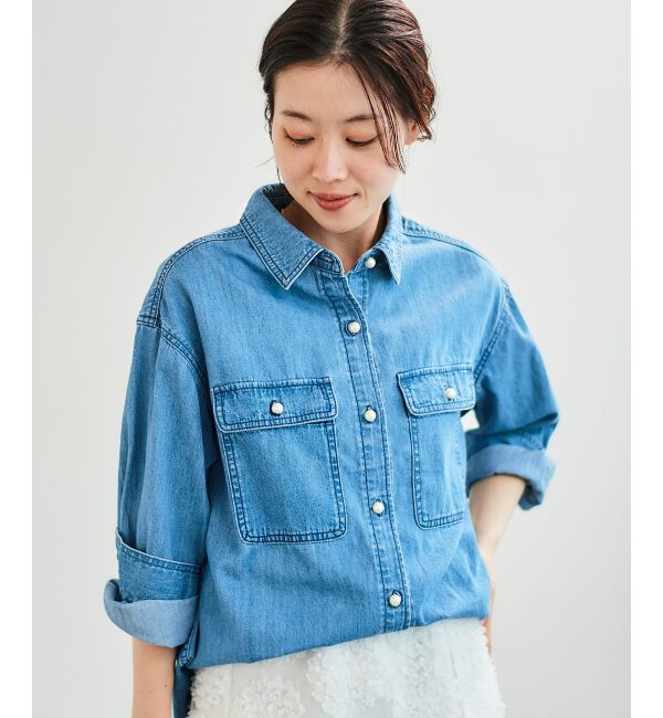 le.coeur blanc「パールボタンシャツ」|シャツ・ブラウス|サックス