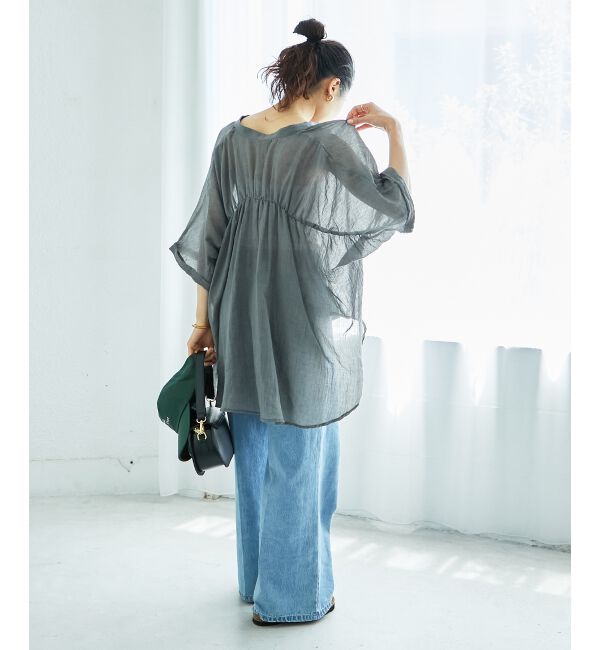  「《WEB限定アイテム》バンドカラーガーゼブラウス」|シャツ・ブラウス|