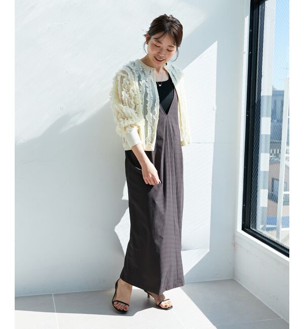  「ナイロンVネックキャミワンピース」|ワンピース|