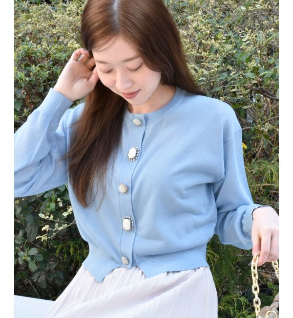  「《手洗い可能》TORRAZZO DONNAビジュー釦カーデ」|カーディガン|