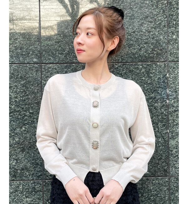  「《手洗い可能》TORRAZZO DONNAビジュー釦カーデ」|カーディガン|