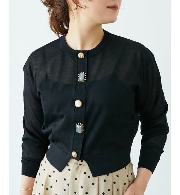  「《手洗い可能》TORRAZZO DONNAビジュー釦カーデ」|カーディガン|