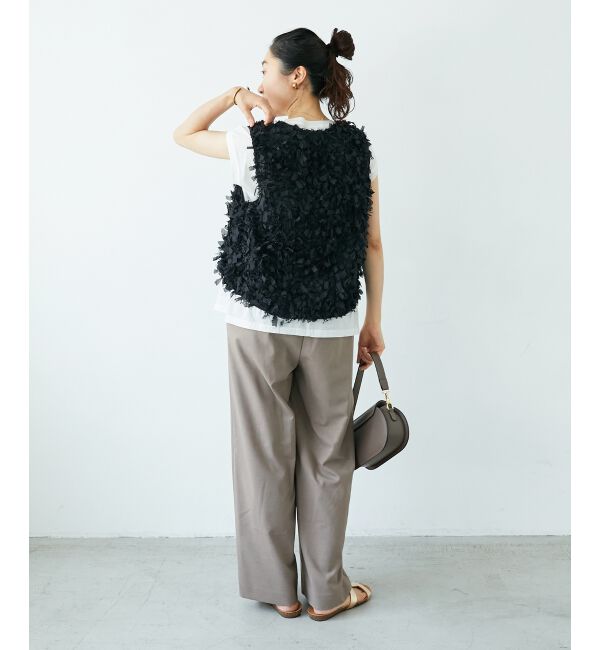  「《手洗い可能》リボンフリンジニットベスト」|ベスト・ジレ|