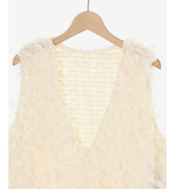  「《手洗い可能》リボンフリンジニットベスト」|ベスト・ジレ|