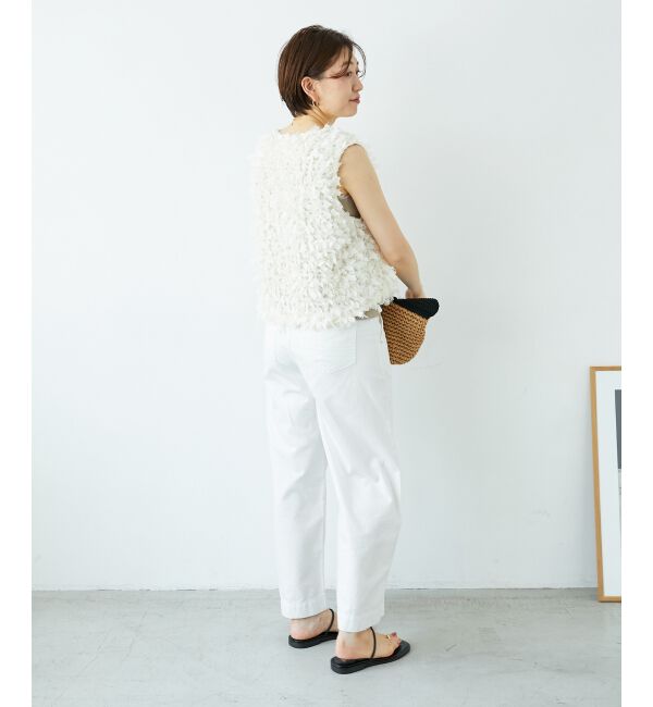  「《手洗い可能》リボンフリンジニットベスト」|ベスト・ジレ|