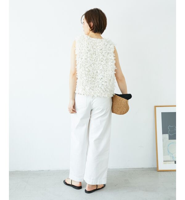  「《手洗い可能》リボンフリンジニットベスト」|ベスト・ジレ|