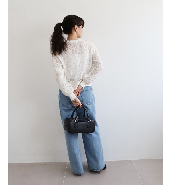  「フラワーレース刺繍ニットカーディガン」|カーディガン|