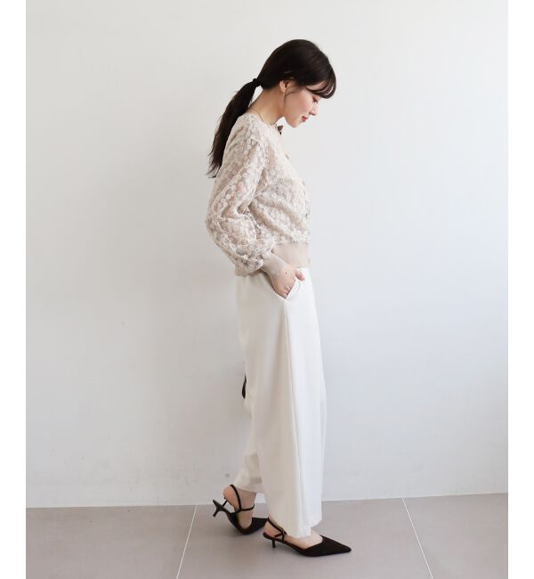  「フラワーレース刺繍ニットカーディガン」|カーディガン|
