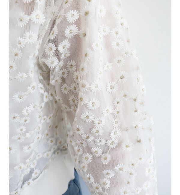  「フラワーレース刺繍ニットカーディガン」|カーディガン|