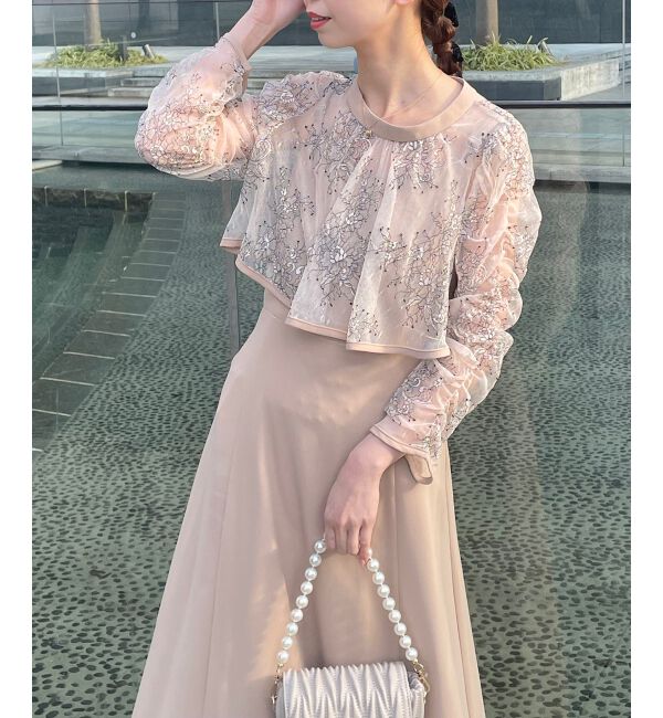 MAJESTICLEGON「レースボレロ2WAYキャミドレス」|ワンピース|ベージュ