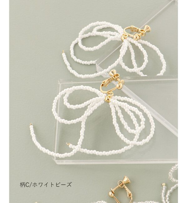 MAJESTICLEGON「ビーズリボンイヤリング」|イヤリング|