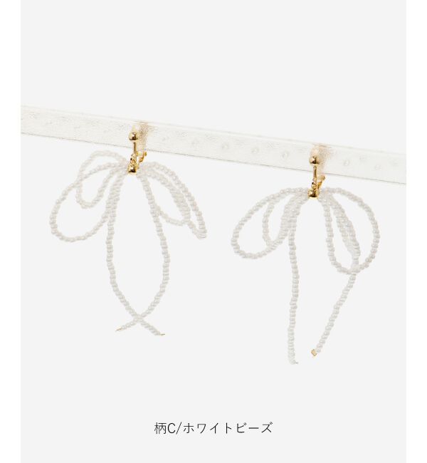 MAJESTICLEGON「ビーズリボンイヤリング」|イヤリング|