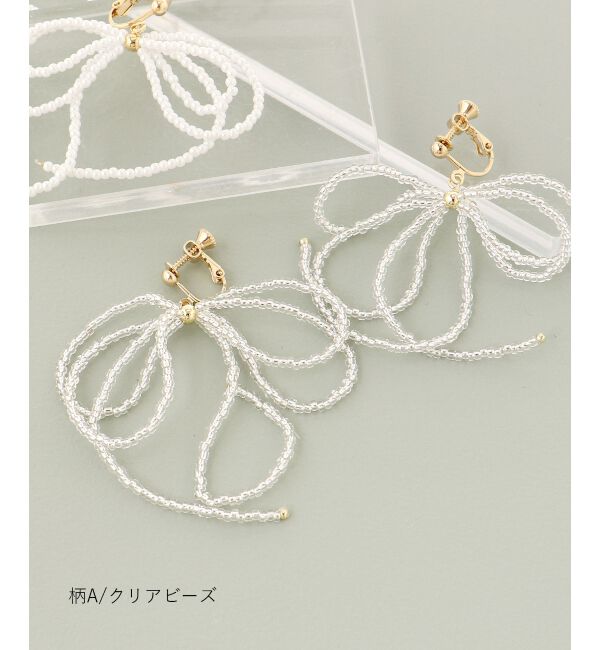 MAJESTICLEGON「ビーズリボンイヤリング」|イヤリング|