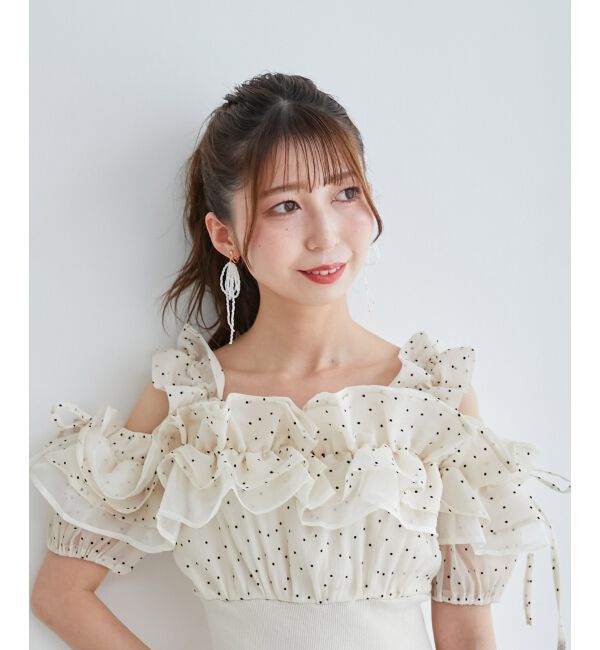 MAJESTICLEGON「ビーズリボンイヤリング」|イヤリング|