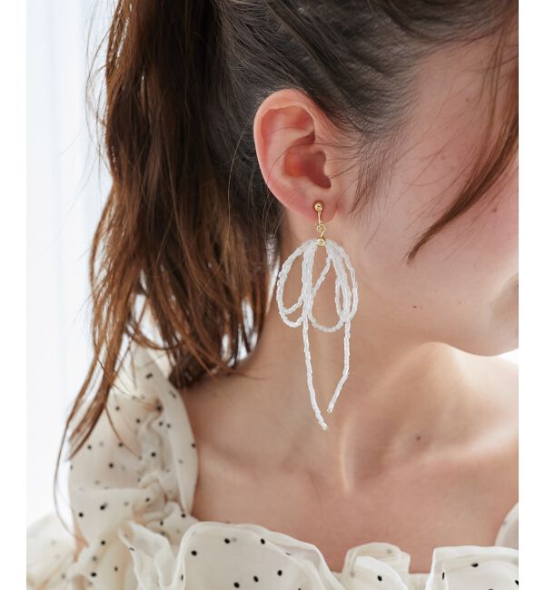 MAJESTICLEGON「ビーズリボンイヤリング」|イヤリング|