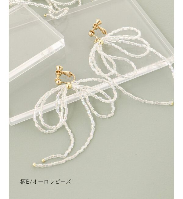 MAJESTICLEGON「ビーズリボンイヤリング」|イヤリング|