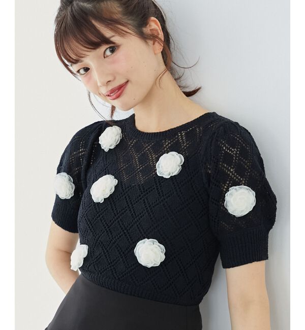 MAJESTICLEGON「ローズモチーフレーシーニット」|ニット・セーター|