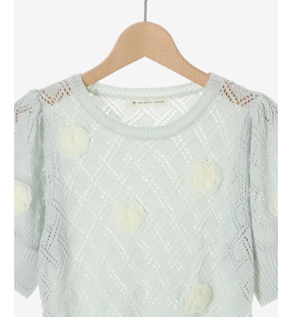MAJESTICLEGON「ローズモチーフレーシーニット」|ニット・セーター|