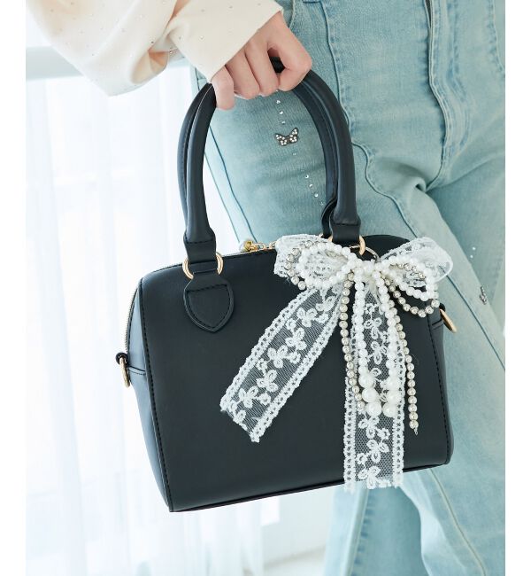  「チャーム付きミニボストンバッグ」|ボストンバッグ|ブラック