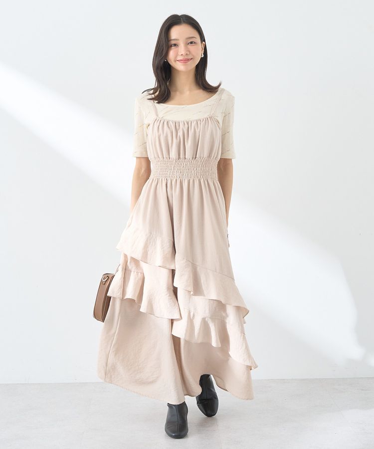 earth music&ecology「ラッフルティアードキャミワンピース」|ワンピース|Beige