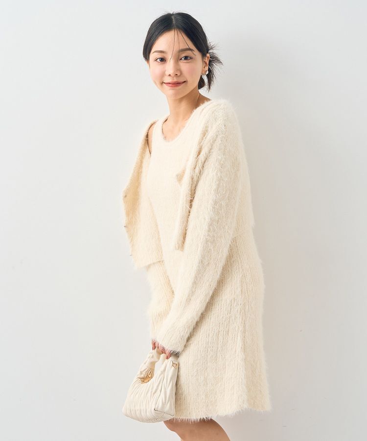 earth music&ecology「SET2点シャギーショートカーデ+ミニワンピース」|ワンピース|