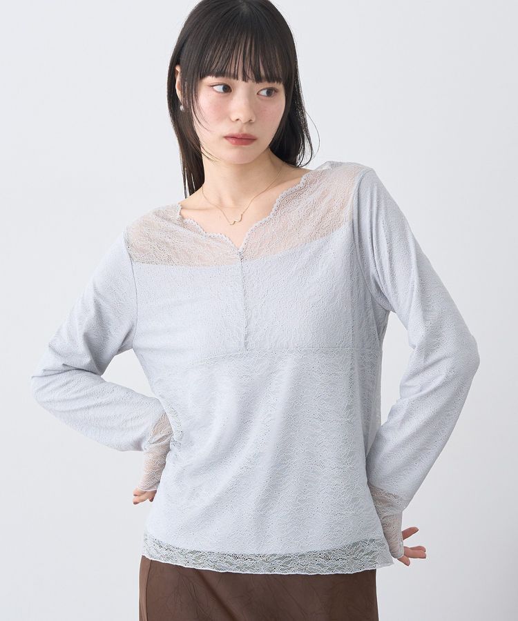 earth music&ecology「あったかフェミニンインナー(2wayネック)」|Tシャツ・カットソー|Light Gray