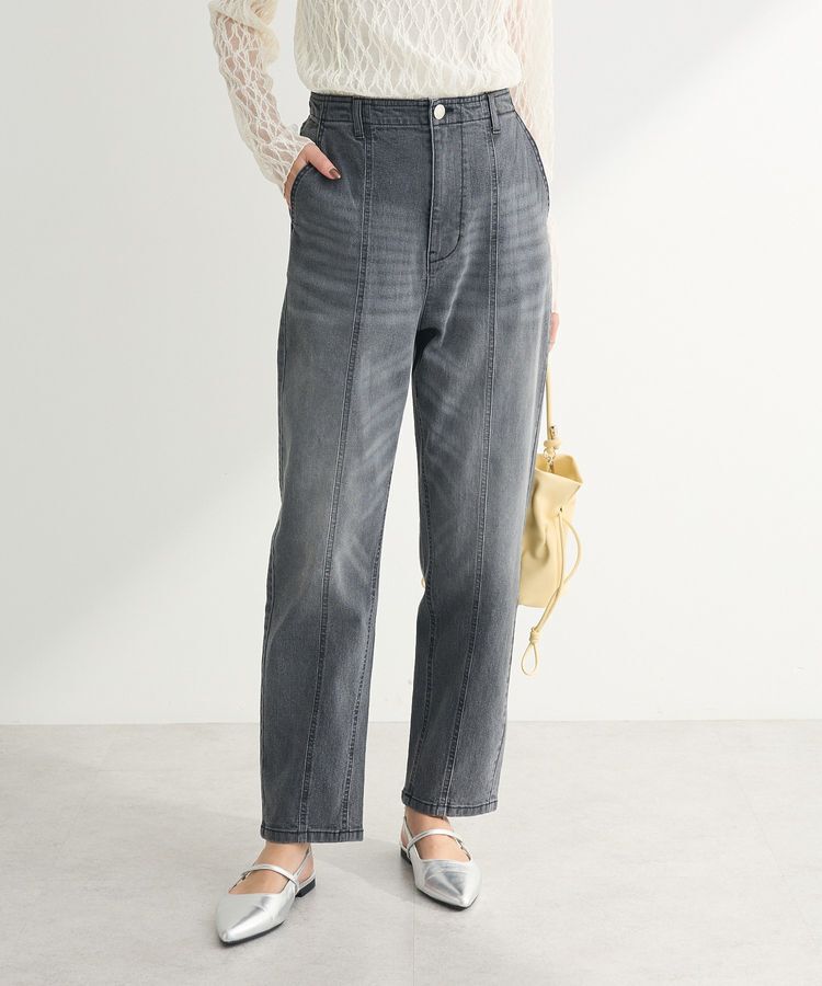 Green Parks「GUMストレッチパネル切り替えデニムパンツ」|デニム|Black