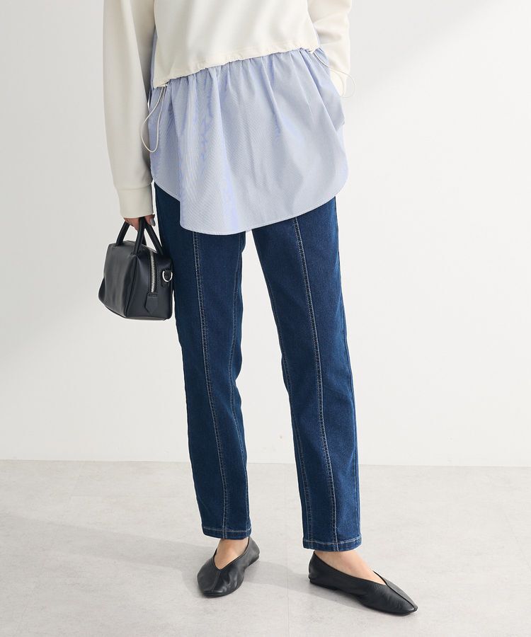 Green Parks「GUMストレッチパネル切り替えデニムパンツ」|デニム|Indigo