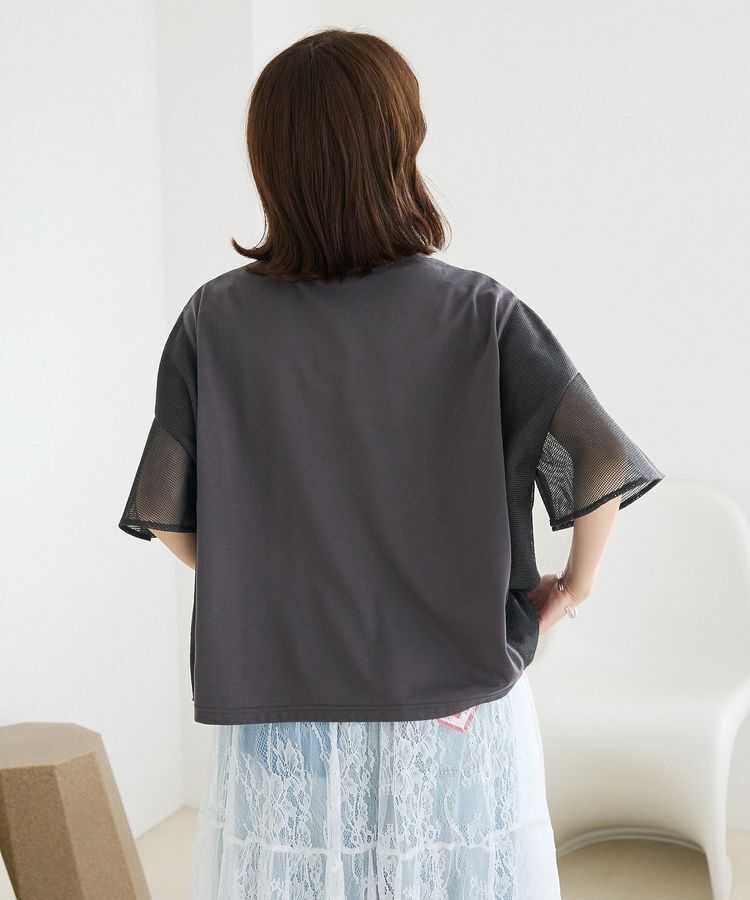 Green Parks「袖メッシュドッキングロゴプルオーバー」|Tシャツ・カットソー|