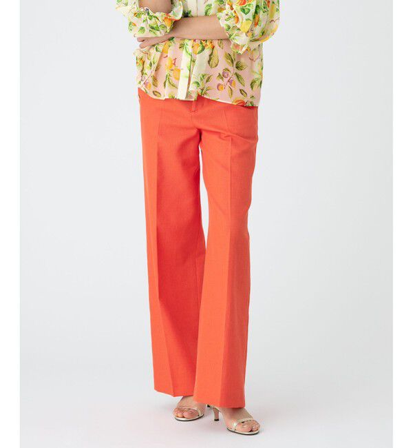 LOULOU WILLOUGHBY「【LOULOU WILLOUGHBY】ブライトリネンワイドパンツ」|その他|オレンジ