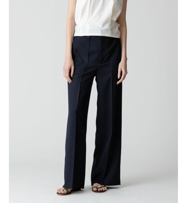 allureville「【セットアップ対応可能】麻調カルゼワイドパンツ」|その他|ネイビー