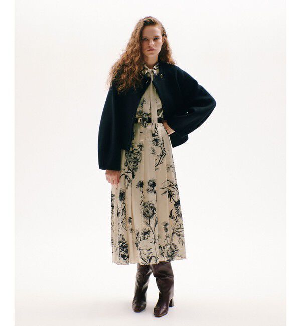 allureville「【セットアップ対応可能】スケッチフラワープリントタックスカート」|フレア|