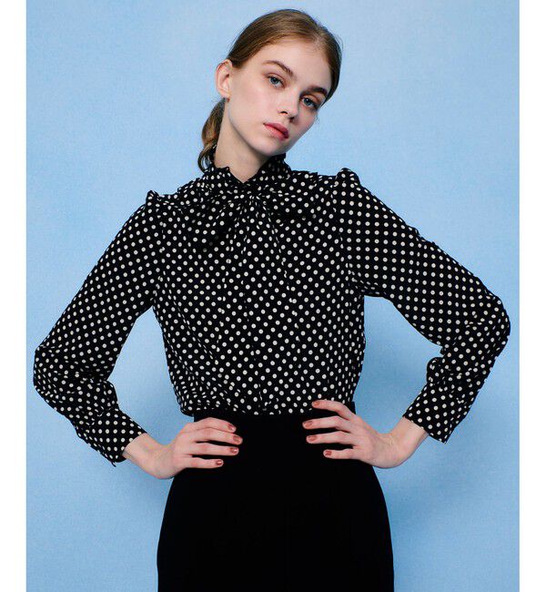 LOULOU WILLOUGHBY「【LOULOU WILLOUGHBY】◇デシンドットフリルボウタイブラウス」|シャツ・ブラウス|