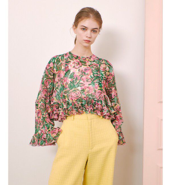 LOULOU WILLOUGHBY「【LOULOU WILLOUGHBY】SPRINTEXフラワープリントフリルブラウス」|シャツ・ブラウス|